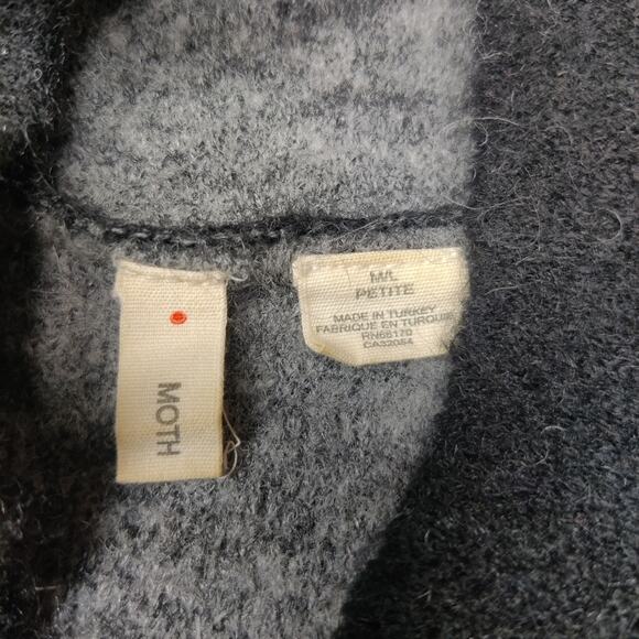 Moth Anthropologie Morris Wool Blend Duster Sweater Vest M/L Petite Black Gray - Picture 6 of 12